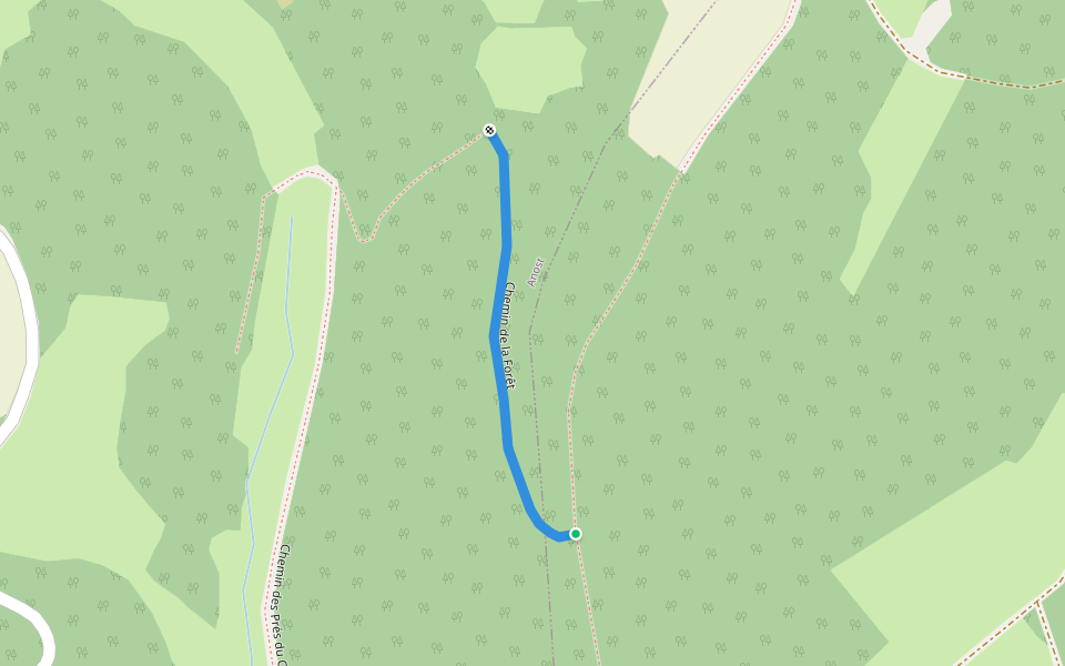 Chemin de la Forêt walking route map in Cussy-en-Morvan