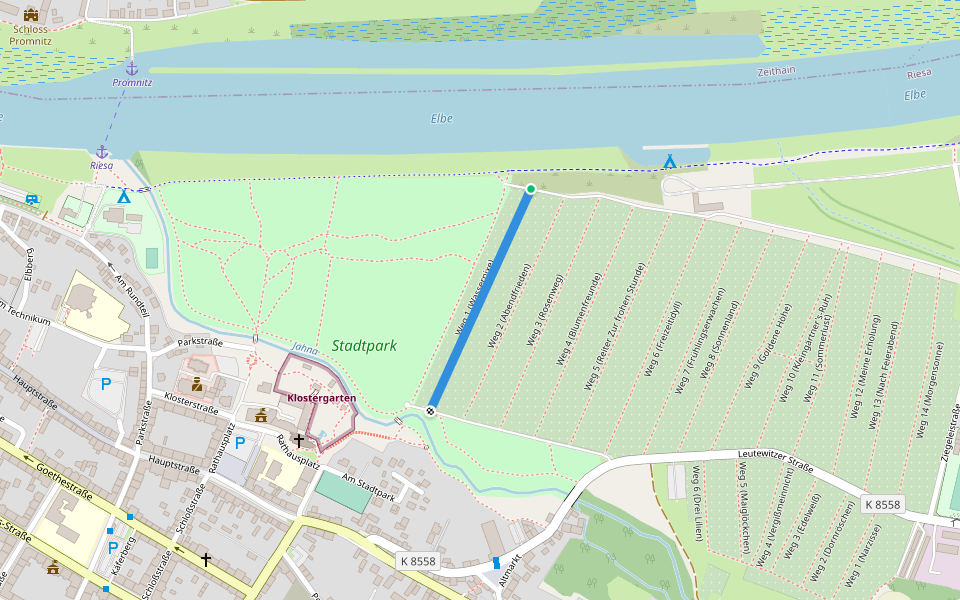 Weg 1 (Wassernixe) walking route map in Riesa