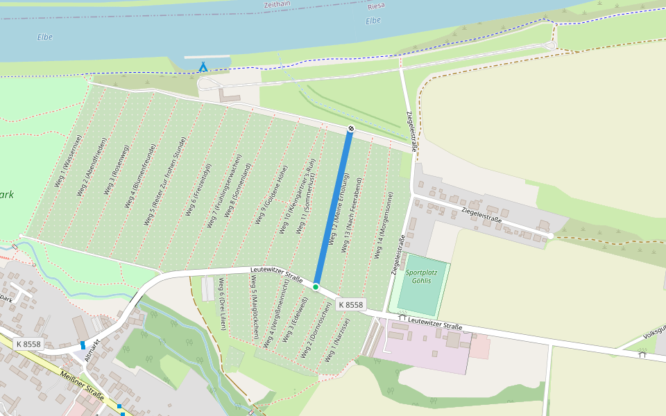 Weg 12 (Meine Erholung) walking route map in Riesa