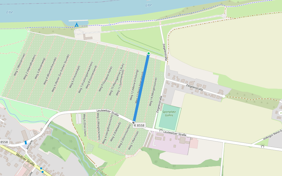 Weg 13 (Nach Feierabend) walking route map in Riesa