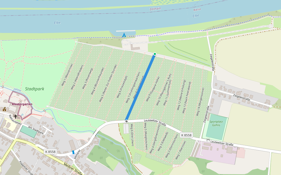 Weg 8 (Sonnenland) walking route map in Riesa