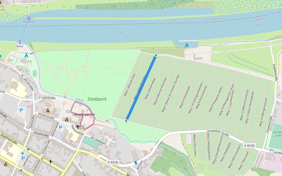 Weg 2 (Abendfrieden) walking route map in Riesa