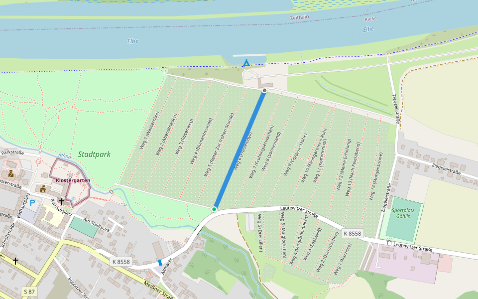 Weg 6 (Freizeitidyll) walking route map in Riesa
