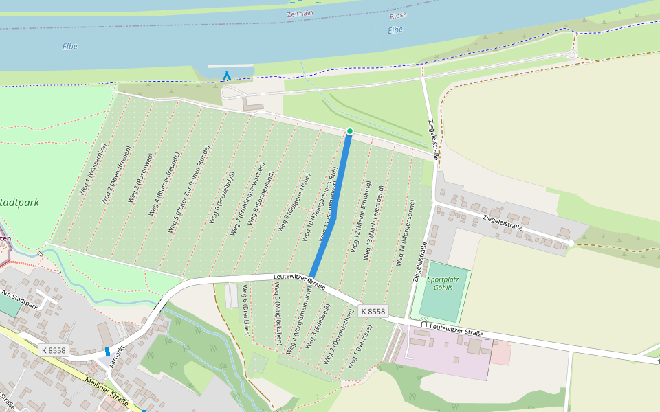Weg 11 (Sommerlust) walking route map in Riesa