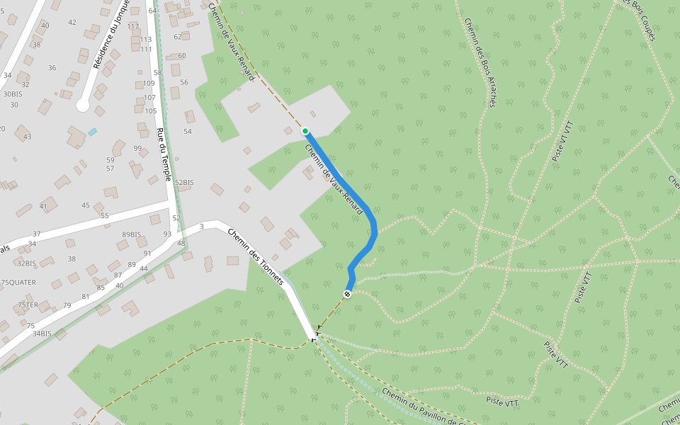 Chemin de Vaux-Renard walking route map in Vaux-sur-Seine