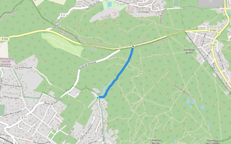 Chemin de la Platrière Jonquet walking route map in Vaux-sur-Seine