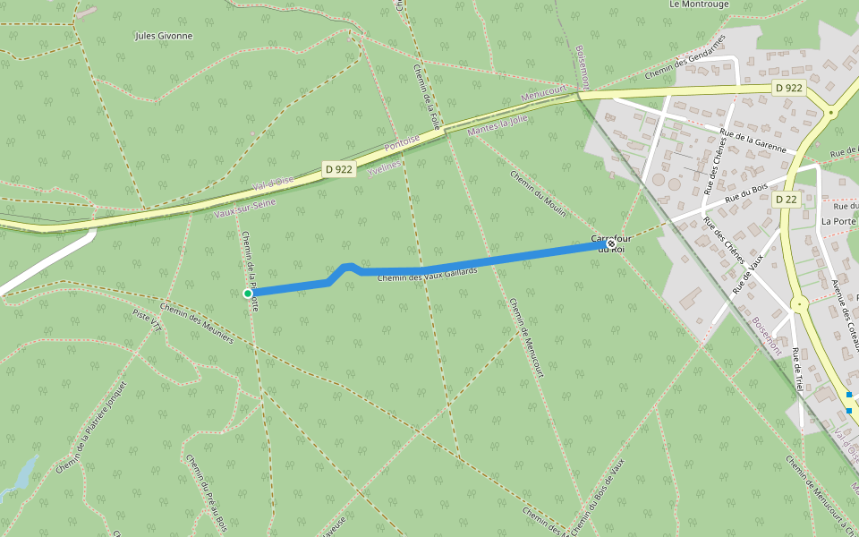 Chemin des Vaux Gaillards walking route map in Vaux-sur-Seine