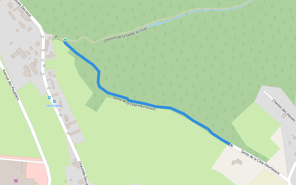 Sente de la Côte Heurtevent walking route map in Louviers