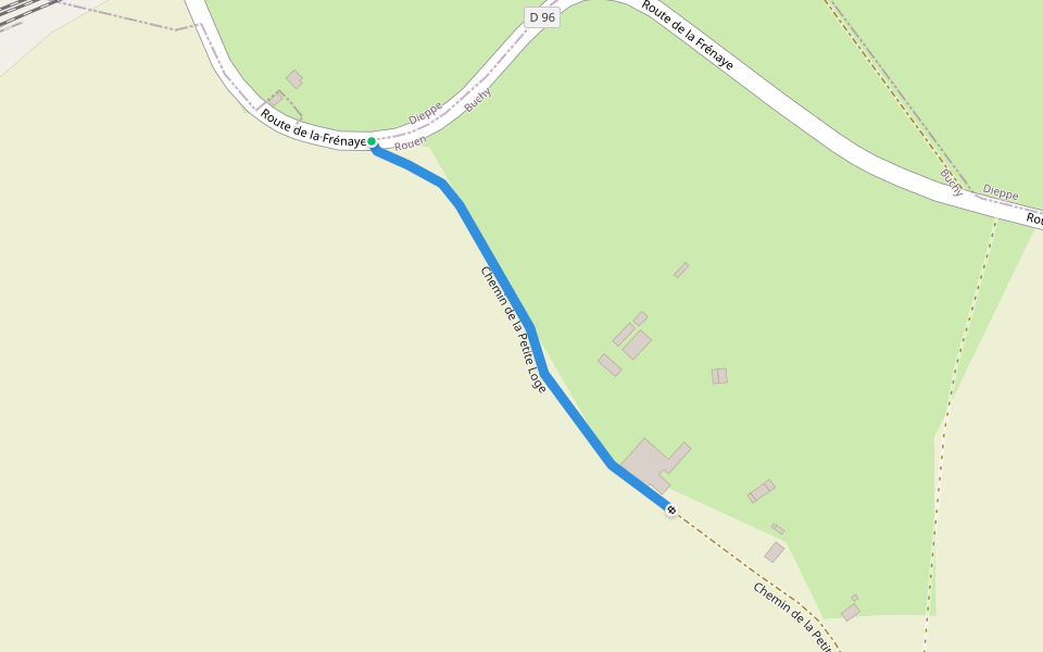 Chemin de la Petite Loge walking route map in Buchy