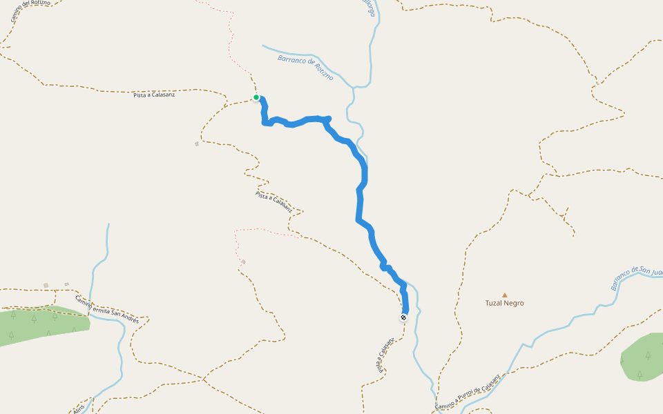 Barranco del Rotizno walking route map in Calasanz