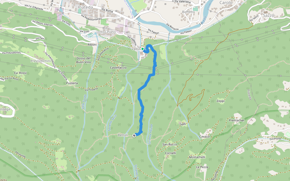 Sentiero delle Marmitte walking route map in Piateda