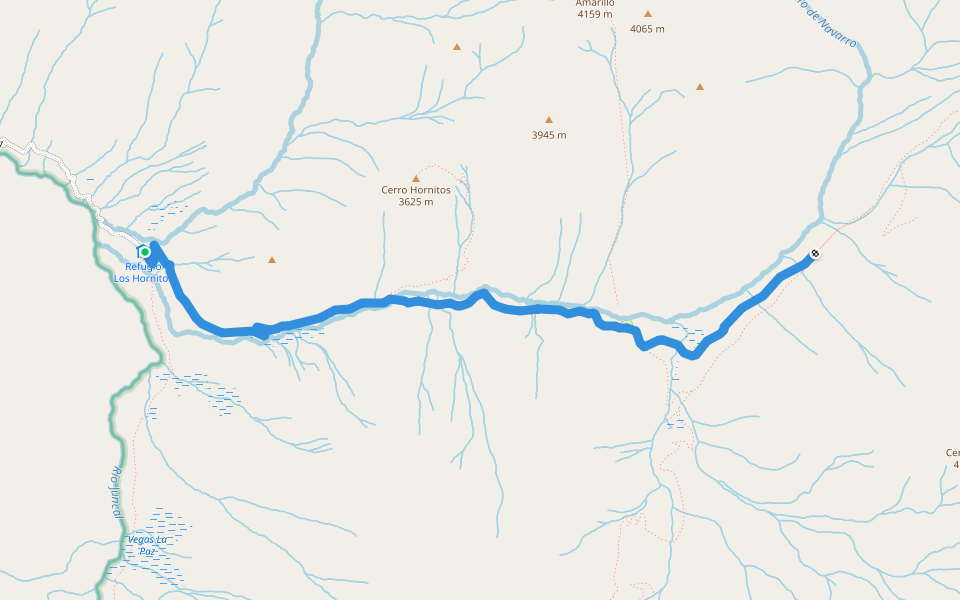 Sendero Las Canchitas walking route map in El Juncal