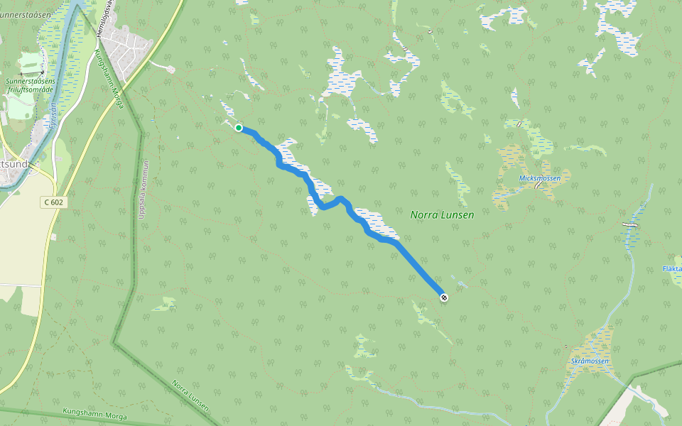 Andkärrsleden walking route map in Uppsala
