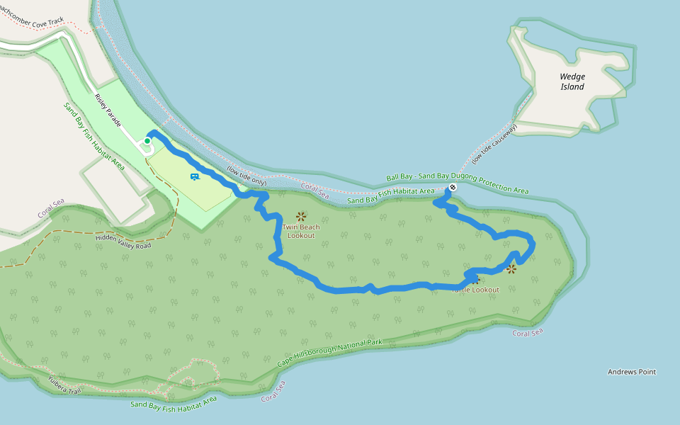 Andrews Point Track walking route map in Cape Hillsborough