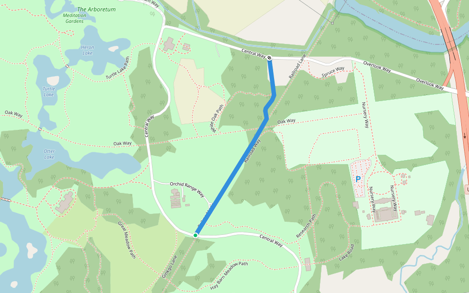 Railroad Way walking route map in Hillsborough Township