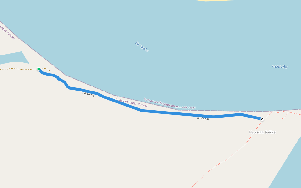 на Байку walking route map in Kotlas