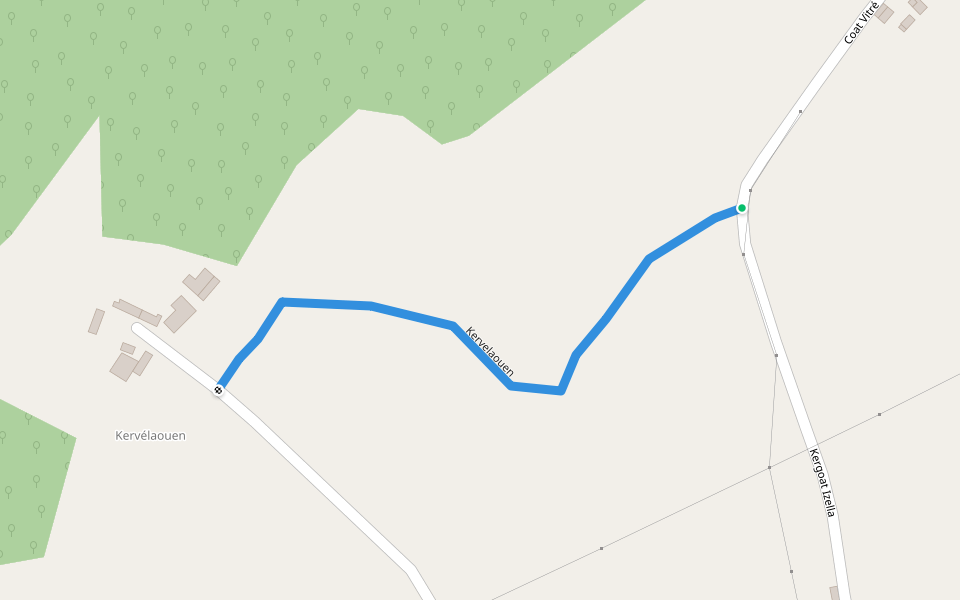 Kervelaouen walking route map in Guiscriff