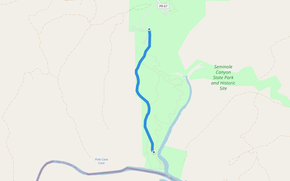 Río Grande Trail walking route map in Comstock