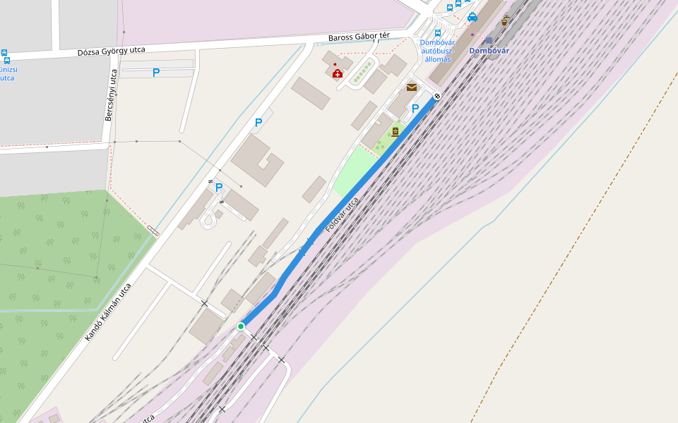 Földvár utca walking route map in Dombóvár