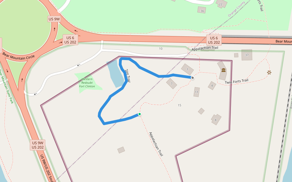 Zoo Trail walking route map in Tomkins Cove