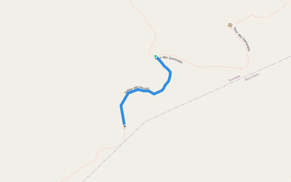 Vallée des Houps walking route map in Les Koghis
