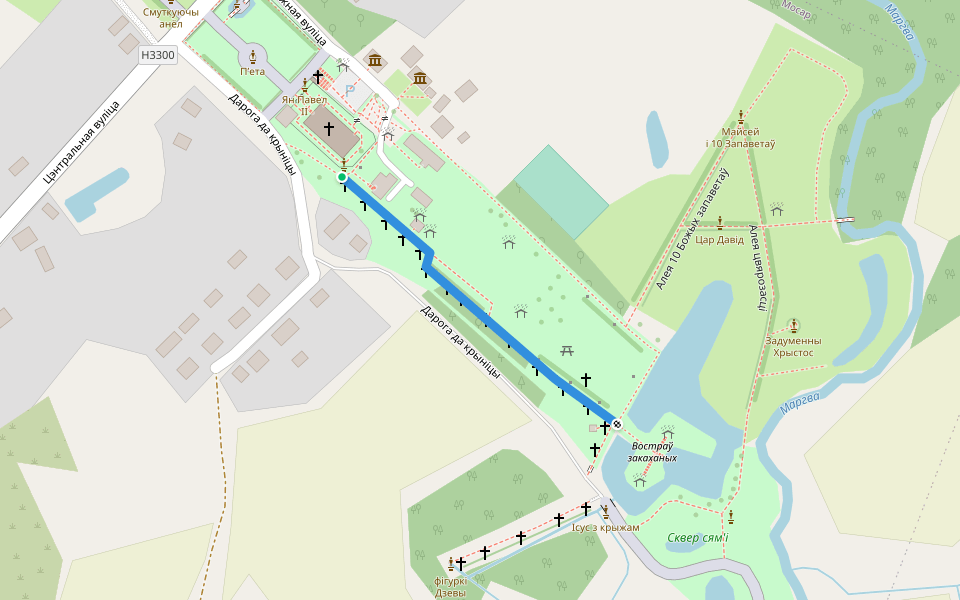 Ружанцовая алея walking route map in Mosar