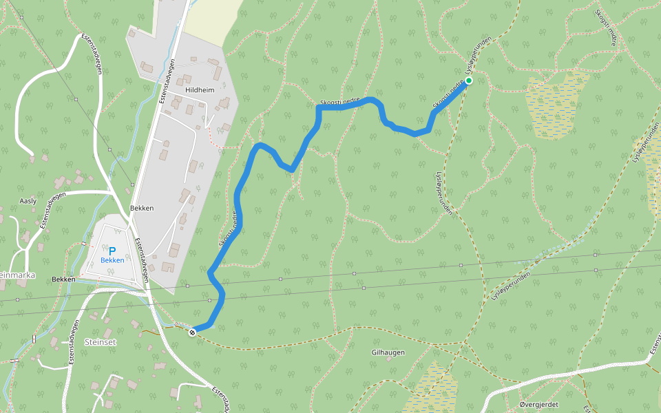 Skogsti nedre walking route map in Brundalen