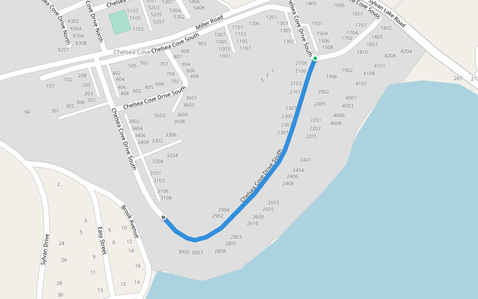 Chelsea Cove Drive South walking route map in Hopewell Junction