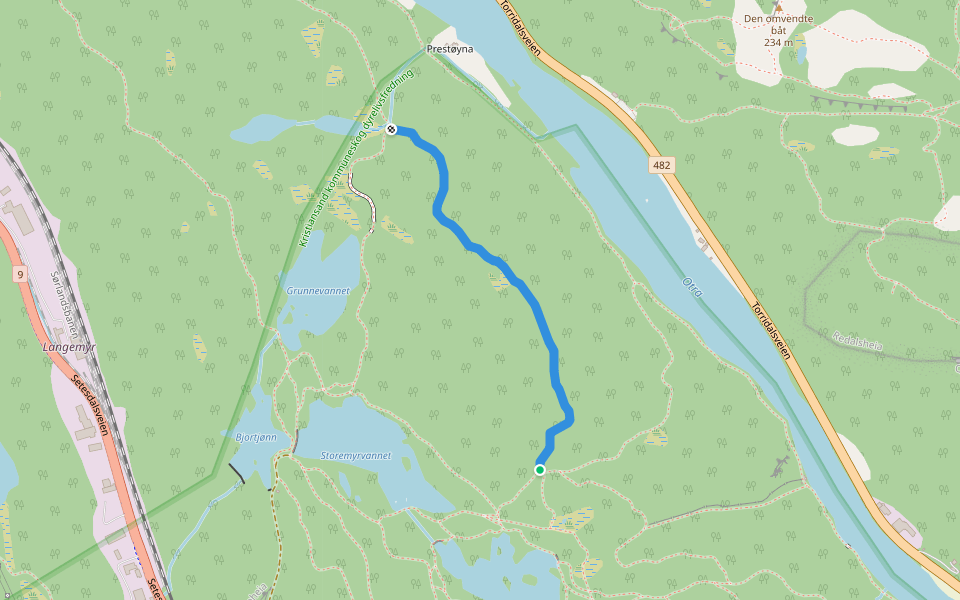 Bymarka rundt walking route map in Kristiansand