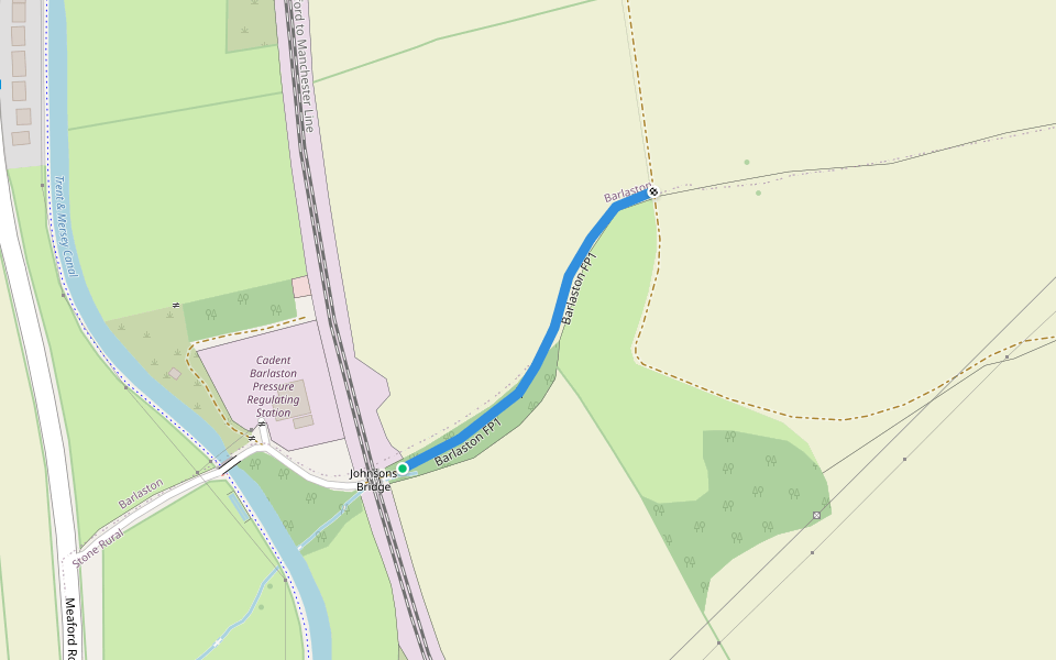 Barlaston FP1 walking route map in Barlaston