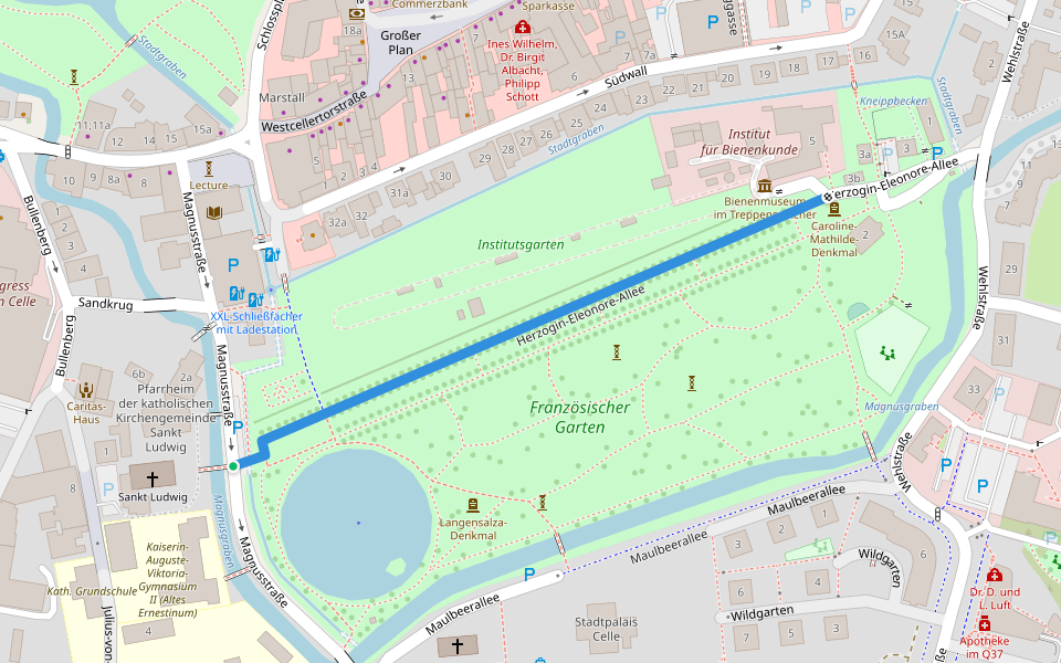 Herzogin-Eleonore-Allee walking route map in Celle