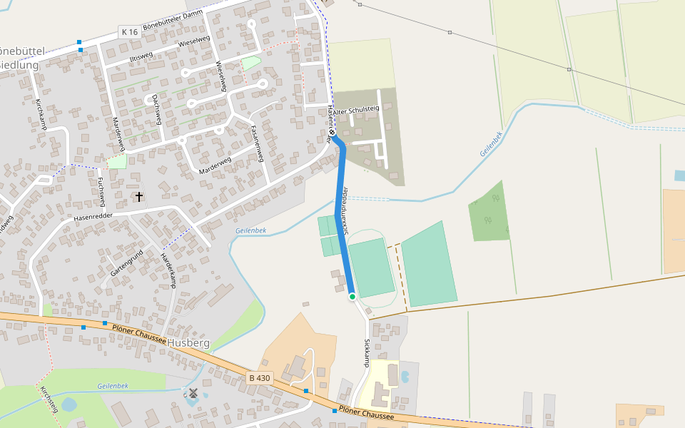 Sickkampredder walking route map in Bönebüttel