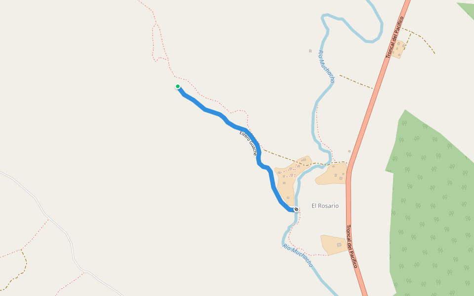 Estero Guache walking route map in El Rosario