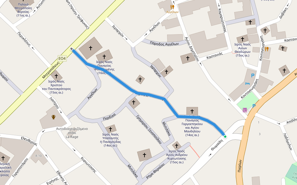 Πατριάρχου Ιωακείμ walking route map in Veria