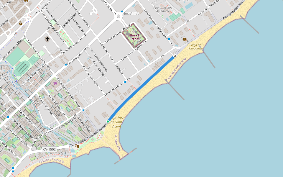 Paseo Marítimo Bernat Artola walking route map in Benicàssim