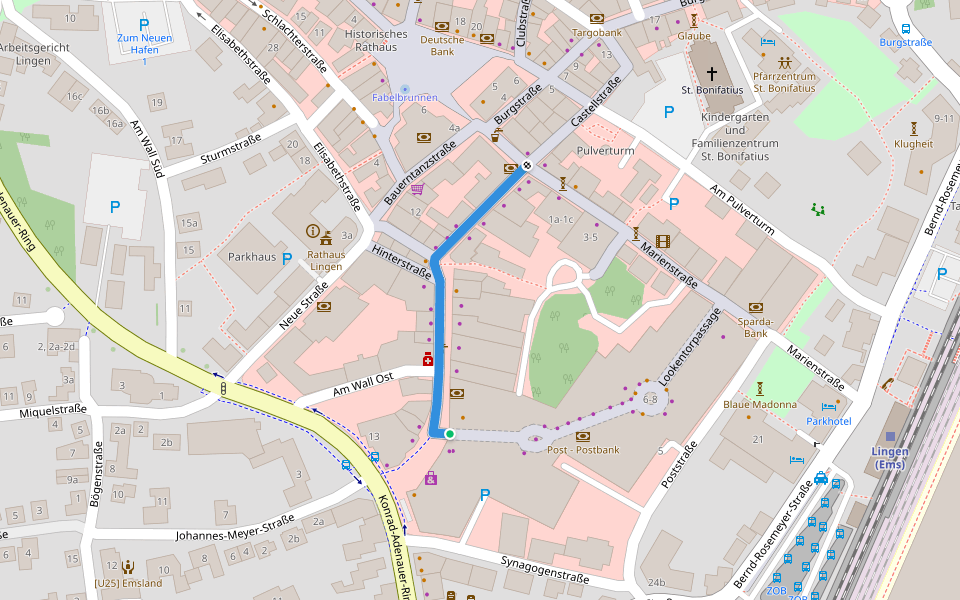 Lookenstraße walking route map in Lingen (Ems)