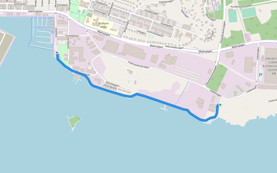 Strandpromenaden walking route map in Hudiksvall