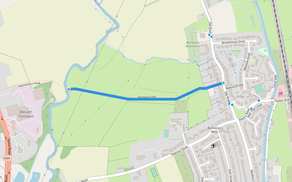 Barlaston FP8 walking route map in Barlaston