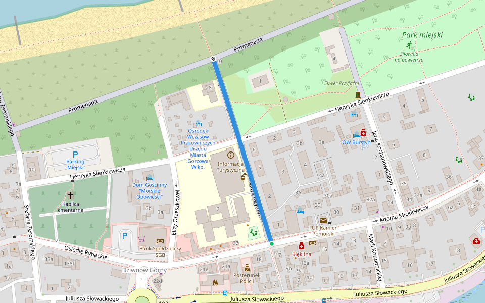 Władysława Reymonta walking route map in Dziwnów