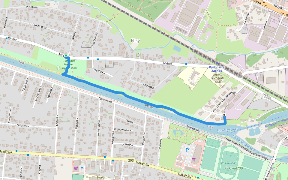 Wodna walking route map in Bydgoszcz