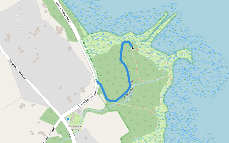 Bob Stewart Trail walking route map in Bolinas