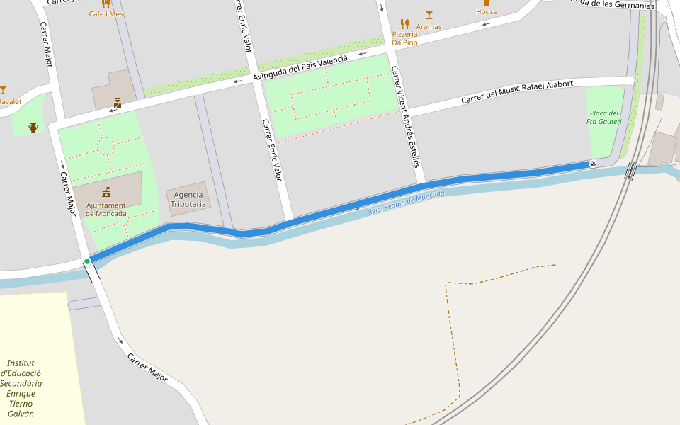 Passeig de la Reial Acequia walking route map in Moncada