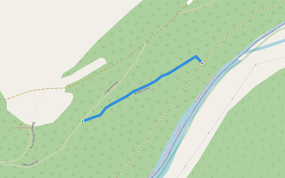 Kellersteig walking route map in Rosenthal am Rennsteig