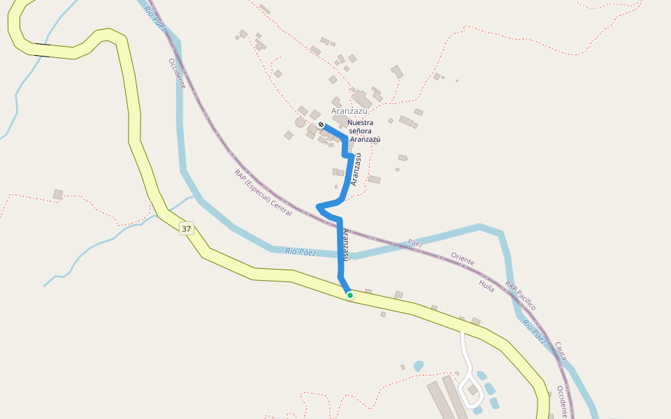 Aranzasú walking route map in Popayán