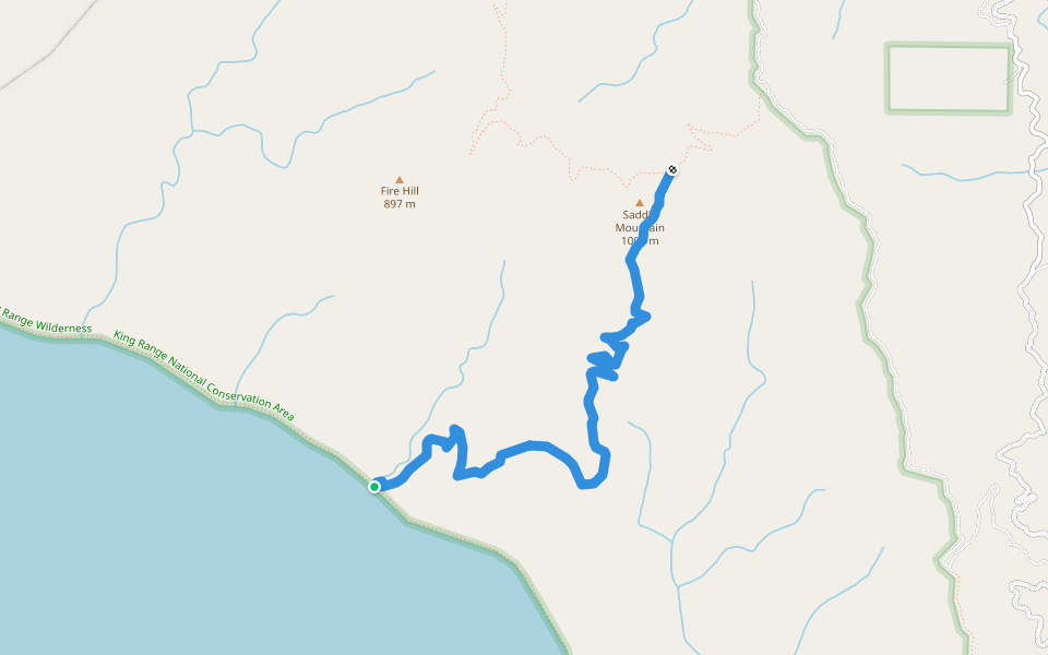 Buck Creek Trail walking route map in Whitethorn