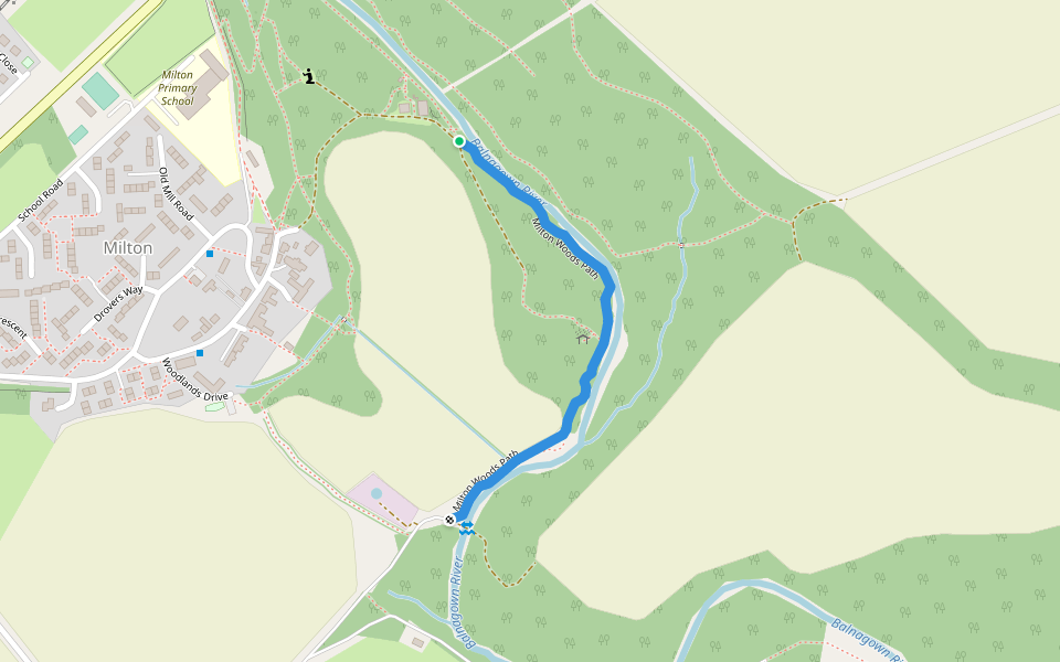 Milton Woods Path walking route map in Milton