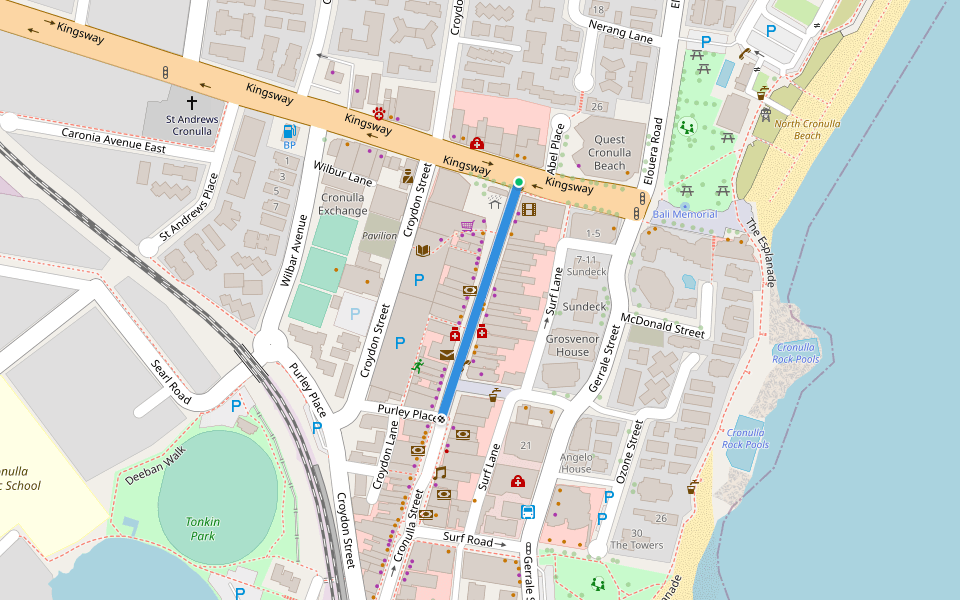 Cronulla Mall walking route map in Cronulla