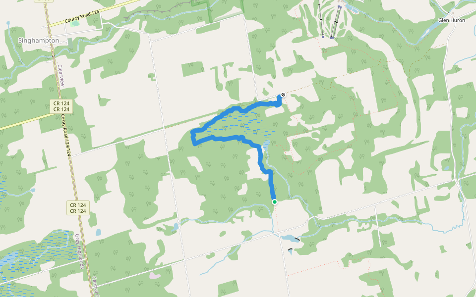 Bruce Trail - Blue Mountains Section walking route map in Glen Huron