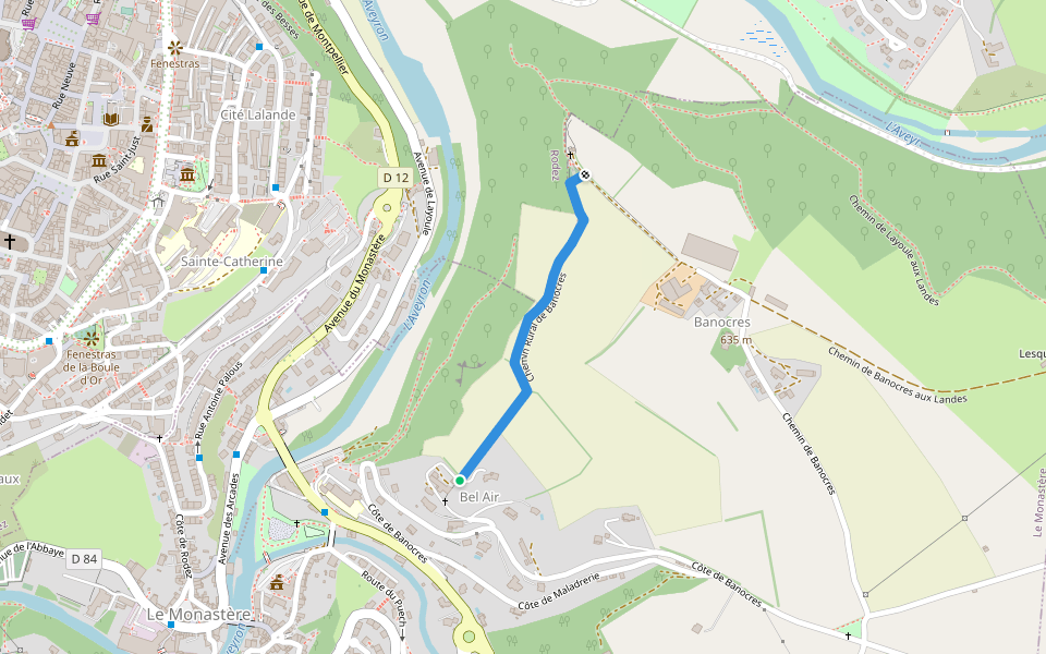 Chemin Rural de Banocres walking route map in Le Monastère