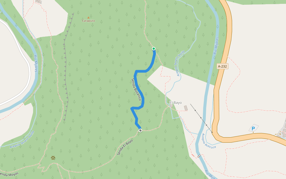 Senda Botanico walking route map in Olba